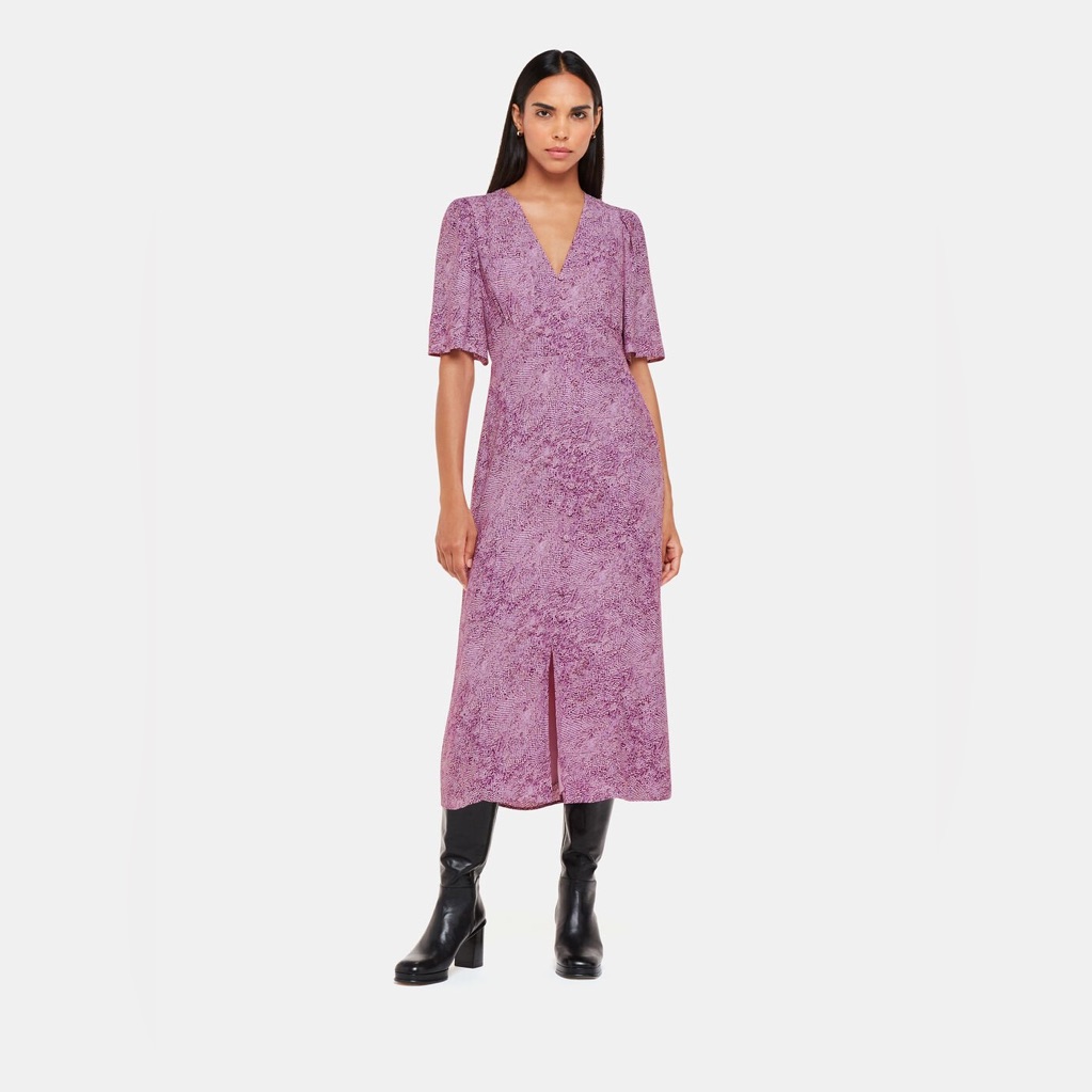 Whistles Pink Diagonal Snake Midi Dress